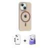 MARSİLYAN™- iPhone 14 Kılıf Pusula Form Özel Seri - Siyah Bilvis 5in1 5D Magic Hayalet Cam Ekran Koruyucu + Yeşil Shine Kamera Lens