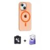 MARSİLYAN™- iPhone 14 Kılıf Pusula Form Özel Seri - Siyah Bilvis 5in1 5D Magic Hayalet Cam Ekran Koruyucu + PVD Metal Kamera Lens - SH