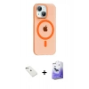 MARSİLYAN™- iPhone 14 Kılıf Pusula Form Özel Seri - Siyah Bilvis 5in1 5D Magic Hayalet Cam Ekran Koruyucu + Yeşil Diamond Kamera Lens