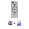 MARSİLYAN™- iPhone 14 Kılıf Pusula Form Özel Seri - Siyah Bilvis 5in1 5D Magic Hayalet Cam Ekran Koruyucu + Raze Metal Kamera Lens - GS