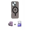 MARSİLYAN™- iPhone 14 Kılıf Pusula Form Özel Seri - Siyah Bilvis 5in1 5D Magic Hayalet Cam Ekran Koruyucu + Raze Metal Kamera Lens - GS