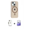 MARSİLYAN™- iPhone 14 Kılıf Pusula Form Özel Seri - Siyah Bilvis 5in1 5D Magic Hayalet Cam Ekran Koruyucu + Shine Kamera Lens - GD