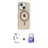 MARSİLYAN™- iPhone 14 Kılıf Pusula Form Özel Seri - Siyah Bilvis 5in1 5D Magic Hayalet Cam Ekran Koruyucu + Shine Kamera Lens - MI