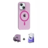 MARSİLYAN™- iPhone 14 Kılıf Pusula Form Özel Seri - Siyah Bilvis 5in1 5D Magic Hayalet Cam Ekran Koruyucu + Raze Metal Kamera Lens - SH