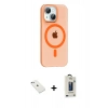 MARSİLYAN™- iPhone 14 Kılıf Pusula Form Özel Seri - Siyah Bilvis Hayalet Cam Ekran Koruyucu + Diamond Kamera Lens - SABE