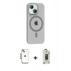 MARSİLYAN™- iPhone 14 Kılıf Pusula Form Özel Seri - Siyah Bilvis Hayalet Cam Ekran Koruyucu + Shine Kamera Lens - GI