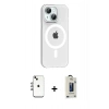 MARSİLYAN™- iPhone 14 Kılıf Pusula Form Özel Seri - Siyah Bilvis Hayalet Cam Ekran Koruyucu + Shine Kamera Lens - GI