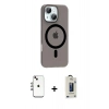 MARSİLYAN™- iPhone 14 Kılıf Pusula Form Özel Seri - Siyah Bilvis Hayalet Cam Ekran Koruyucu + Shine Kamera Lens - GI