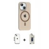 MARSİLYAN™- iPhone 14 Kılıf Pusula Form Özel Seri - Siyah Bilvis Hayalet Cam Ekran Koruyucu + Shine Kamera Lens - GI