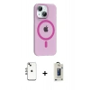 MARSİLYAN™- iPhone 14 Kılıf Pusula Form Özel Seri - Siyah Bilvis Hayalet Cam Ekran Koruyucu + Shine Kamera Lens - GI