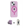 MARSİLYAN™- iPhone 14 Kılıf Pusula Form Özel Seri - Siyah Bilvis Hayalet Cam Ekran Koruyucu + Raze Metal Kamera Lens - GS