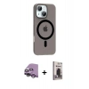 MARSİLYAN™- iPhone 14 Kılıf Pusula Form Özel Seri - Siyah Bilvis Hayalet Cam Ekran Koruyucu + Raze Metal Kamera Lens - GS