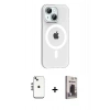 MARSİLYAN™- iPhone 14 Kılıf Pusula Form Özel Seri - Siyah Bilvis Hayalet Cam Ekran Koruyucu + Shine Kamera Lens - GS