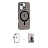 MARSİLYAN™- iPhone 14 Kılıf Pusula Form Özel Seri - Siyah Bilvis Hayalet Cam Ekran Koruyucu + Shine Kamera Lens - GS