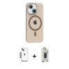MARSİLYAN™- iPhone 14 Kılıf Pusula Form Özel Seri - Siyah Bilvis Hayalet Cam Ekran Koruyucu + Kırmızı Shine Kamera Lens