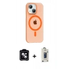 MARSİLYAN™- iPhone 14 Kılıf Pusula Form Özel Seri - Siyah Bilvis Hayalet Cam Ekran Koruyucu + PVD Metal Kamera Lens - MI