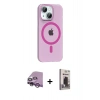 MARSİLYAN™- iPhone 14 Kılıf Pusula Form Özel Seri - Siyah Bilvis Hayalet Cam Ekran Koruyucu + Raze Metal Kamera Lens - MR