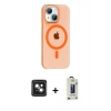 MARSİLYAN™- iPhone 14 Kılıf Pusula Form Özel Seri - Siyah Bilvis Hayalet Cam Ekran Koruyucu + PVD Metal Kamera Lens - PE
