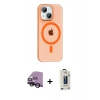 MARSİLYAN™- iPhone 14 Kılıf Pusula Form Özel Seri - Siyah Bilvis Hayalet Cam Ekran Koruyucu + Raze Metal Kamera Lens - SH