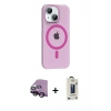 MARSİLYAN™- iPhone 14 Kılıf Pusula Form Özel Seri - Siyah Bilvis Hayalet Cam Ekran Koruyucu + Raze Metal Kamera Lens - SH