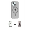 MARSİLYAN™- iPhone 14 Kılıf Pusula Form Özel Seri - Siyah Bilvis Hayalet Cam Ekran Koruyucu + Shine Kamera Lens - YL