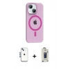 MARSİLYAN™- iPhone 14 Kılıf Pusula Form Özel Seri - Siyah Bilvis Hayalet Cam Ekran Koruyucu + Shine Kamera Lens - MI