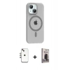 MARSİLYAN™- iPhone 14 Kılıf Pusula Form Özel Seri - Siyah Bilvis Hayalet Cam Ekran Koruyucu + Shine Kamera Lens - GI