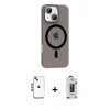 MARSİLYAN™- iPhone 14 Kılıf Pusula Form Özel Seri - Siyah Bilvis Hayalet Cam Ekran Koruyucu + Shine Kamera Lens - MI