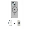 MARSİLYAN™- iPhone 14 Kılıf Pusula Form Özel Seri - Siyah Bilvis Hayalet Cam Ekran Koruyucu + Shine Kamera Lens - MI