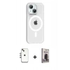 MARSİLYAN™- iPhone 14 Kılıf Pusula Form Özel Seri - Siyah Bilvis Hayalet Cam Ekran Koruyucu + Shine Kamera Lens - GI