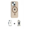MARSİLYAN™- iPhone 14 Kılıf Pusula Form Özel Seri - Siyah Bilvis Hayalet Cam Ekran Koruyucu + Shine Kamera Lens - MI