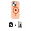 MARSİLYAN™- iPhone 14 Kılıf Pusula Form Özel Seri - Siyah Bilvis Hayalet Cam Ekran Koruyucu + PVD Metal Kamera Lens - SH
