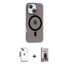 MARSİLYAN™- iPhone 14 Kılıf Pusula Form Özel Seri - Siyah Bilvis Hayalet Cam Ekran Koruyucu + Shine Kamera Lens - SH