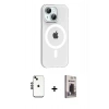 MARSİLYAN™- iPhone 14 Kılıf Pusula Form Özel Seri - Siyah Bilvis Hayalet Cam Ekran Koruyucu + Shine Kamera Lens - SH