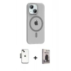 MARSİLYAN™- iPhone 14 Kılıf Pusula Form Özel Seri - Siyah Bilvis Hayalet Cam Ekran Koruyucu + Shine Kamera Lens - SH