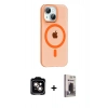 MARSİLYAN™- iPhone 14 Kılıf Pusula Form Özel Seri - Siyah Bilvis Hayalet Cam Ekran Koruyucu + PVD Metal Kamera Lens - TU