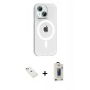MARSİLYAN™- iPhone 14 Kılıf Pusula Form Özel Seri - Siyah Bilvis Hayalet Cam Ekran Koruyucu + Diamond Kamera Lens - YL