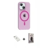 MARSİLYAN™- iPhone 14 Kılıf Pusula Form Özel Seri - Siyah Bilvis Hayalet Cam Ekran Koruyucu + Yeşil Diamond Kamera Lens