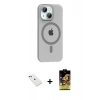 MARSİLYAN™- iPhone 14 Kılıf Pusula Form Özel Seri - Siyah Buffer Cam Ekran Koruyucu + Diamond Kamera Lens - KI