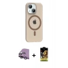 MARSİLYAN™- iPhone 14 Kılıf Pusula Form Özel Seri - Siyah Buffer Cam Ekran Koruyucu + Raze Metal Kamera Lens - GS