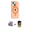 MARSİLYAN™- iPhone 14 Kılıf Pusula Form Özel Seri - Siyah Buffer Cam Ekran Koruyucu + Raze Metal Kamera Lens - GS