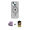 MARSİLYAN™- iPhone 14 Kılıf Pusula Form Özel Seri - Siyah Buffer Cam Ekran Koruyucu + Raze Metal Kamera Lens - GS