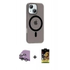 MARSİLYAN™- iPhone 14 Kılıf Pusula Form Özel Seri - Siyah Buffer Cam Ekran Koruyucu + Raze Metal Kamera Lens - GS