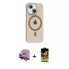 MARSİLYAN™- iPhone 14 Kılıf Pusula Form Özel Seri - Siyah Buffer Cam Ekran Koruyucu + Raze Metal Kamera Lens - KI