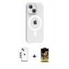 MARSİLYAN™- iPhone 14 Kılıf Pusula Form Özel Seri - Siyah Buffer Cam Ekran Koruyucu + Kırmızı Shine Kamera Lens