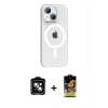 MARSİLYAN™- iPhone 14 Kılıf Pusula Form Özel Seri - Siyah Buffer Cam Ekran Koruyucu + PVD Metal Kamera Lens - MI