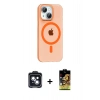 MARSİLYAN™- iPhone 14 Kılıf Pusula Form Özel Seri - Siyah Buffer Cam Ekran Koruyucu + PVD Metal Kamera Lens - SH
