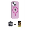 MARSİLYAN™- iPhone 14 Kılıf Pusula Form Özel Seri - Siyah Buffer Cam Ekran Koruyucu + PVD Metal Kamera Lens - SH