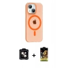MARSİLYAN™- iPhone 14 Kılıf Pusula Form Özel Seri - Siyah Buffer Cam Ekran Koruyucu + PVD Metal Kamera Lens - TU