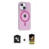 MARSİLYAN™- iPhone 14 Kılıf Pusula Form Özel Seri - Siyah Buffer Cam Ekran Koruyucu + PVD Metal Kamera Lens - YL